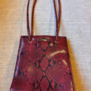Nine West Red and Black Snake Print Shoulder Bag